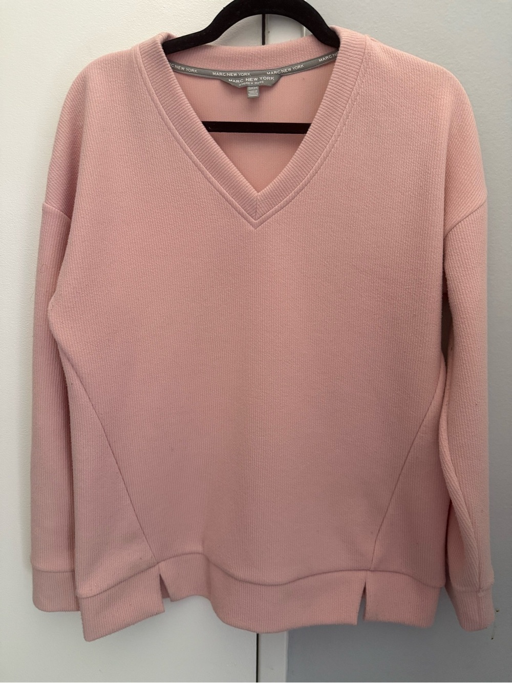 Marc New York Blush Pink V-Neck Pullover Sweater